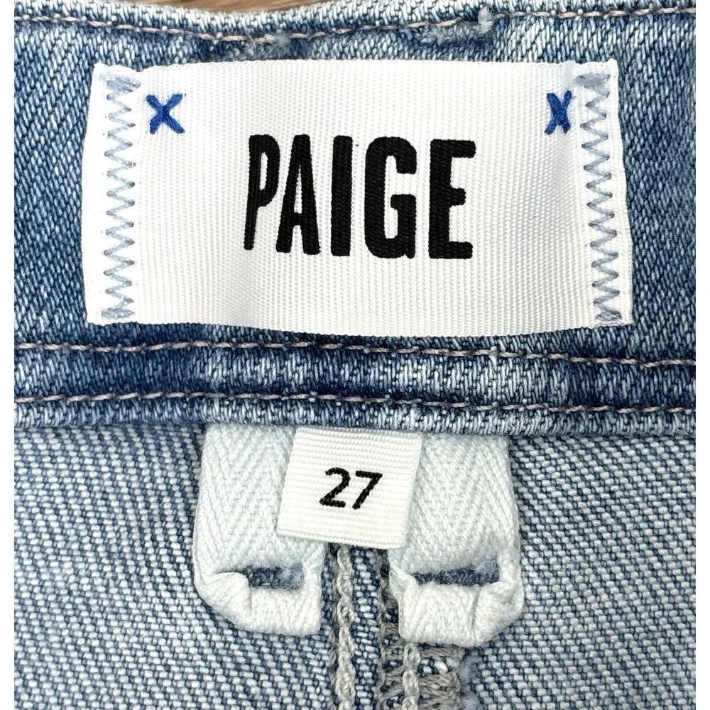 PAIGE Anessa Wide Leg Cropped Jeans Size 27 Shooting Star Raw Hem High Rise - Picture 5 of 11